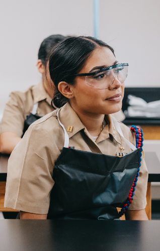 RNA-girl in class with goggles